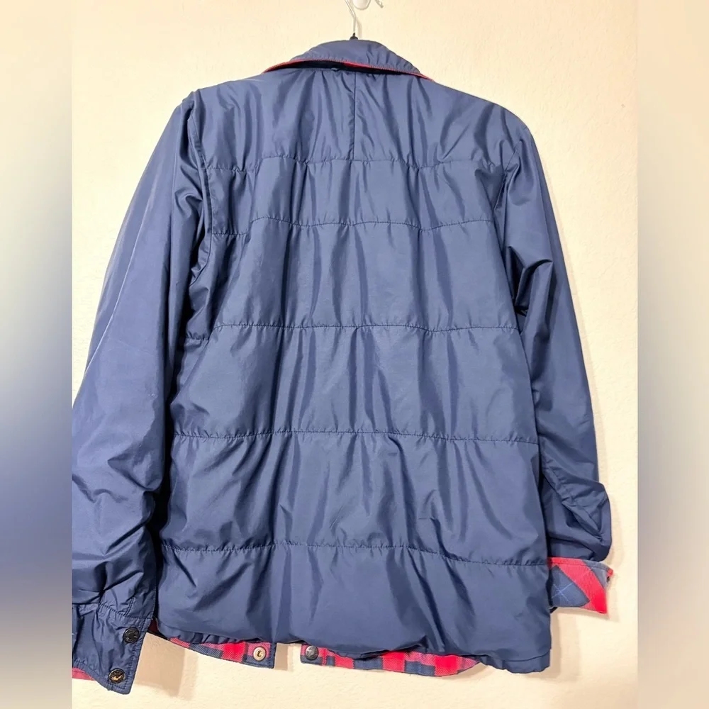 The North Face Reversible Red Blue Plaid Flannel Men's Puffer Shaket Lightweight